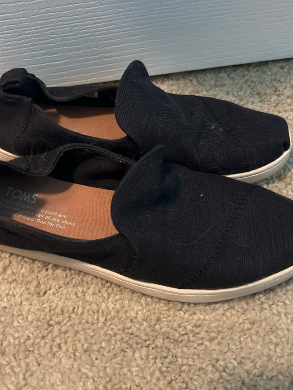 Toms Black Canvas Slip-On with Brown Insole